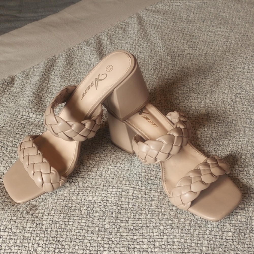 Nude Braided Heeled Sandals